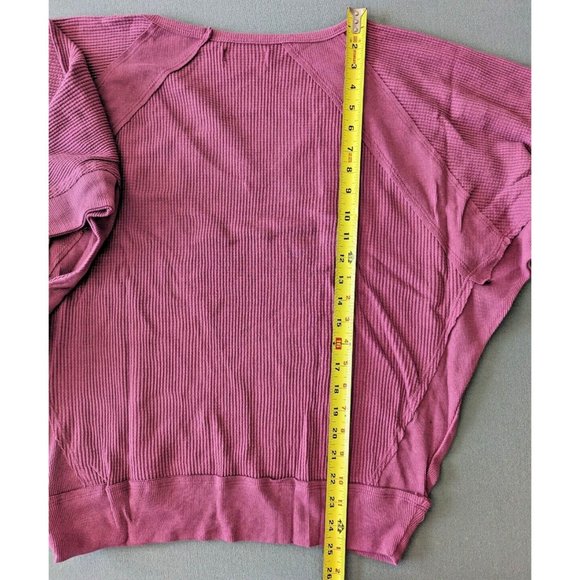 Free People NWT Santa Clara Thermal Top Long Sleeve Vneck Mulberry Size S - Picture 9 of 12